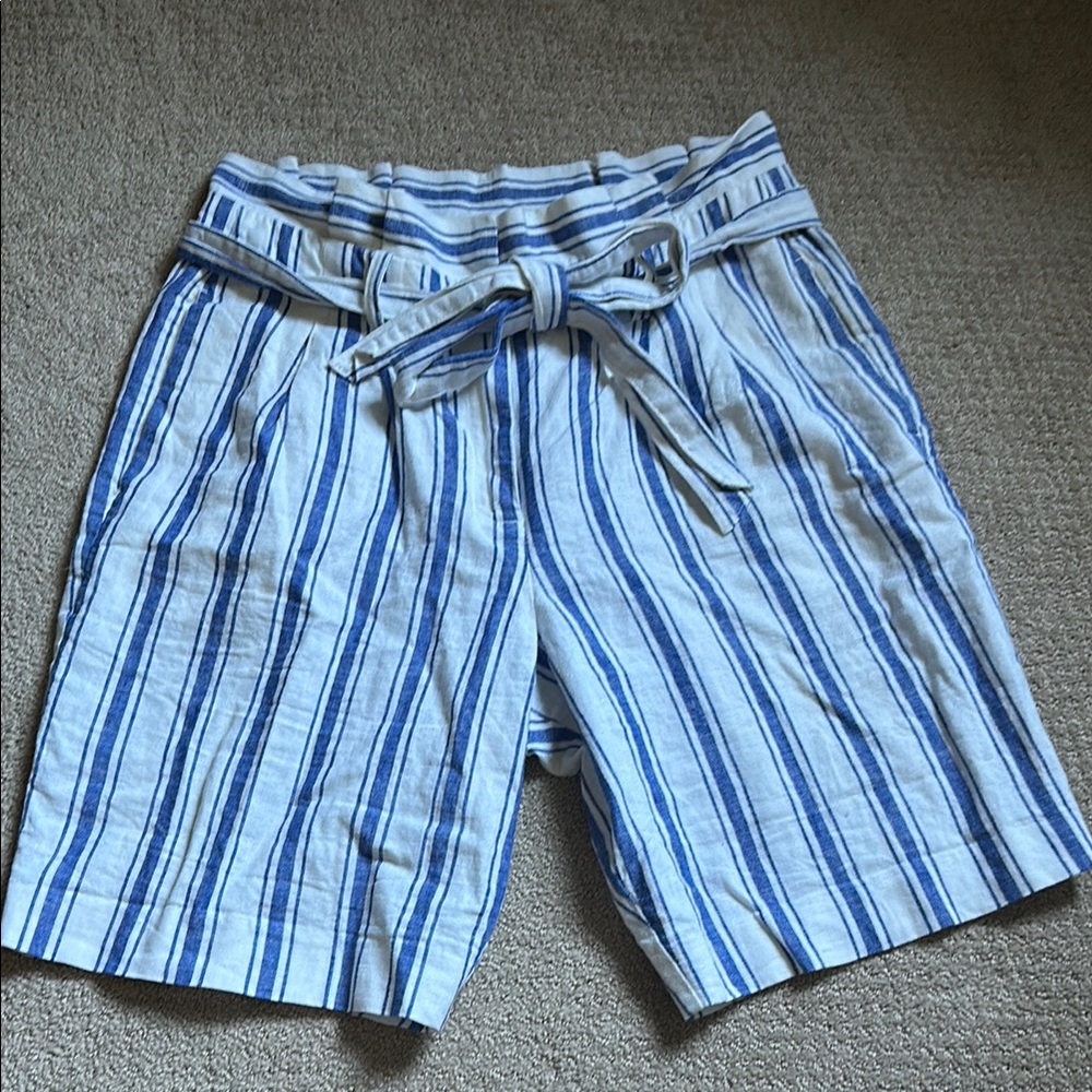 BODEN Paperbag High Rise Striped 9” Shorts